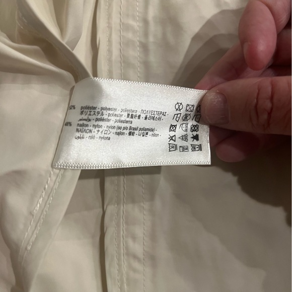 Zara Origins Rain Coat Windbreaker Men’s Size Medium Ivory Drawstring Waist - Picture 15 of 15